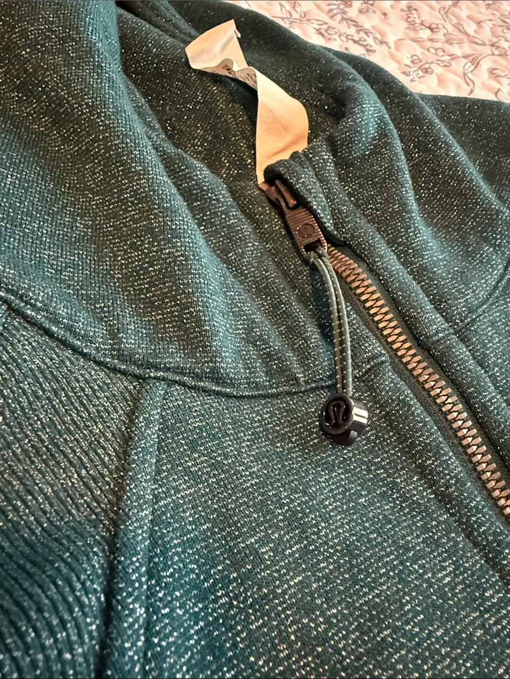 Lululemon Teal Sparkle Scuba Half-Zip Hooded Sweatshirt NWOT